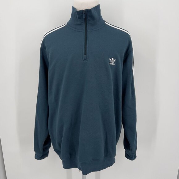 Adidas Blue Half-Zip Pullover Sweatshirt XL Extra Large Mens Cotton/Polyester Bl - Picture 2 of 8